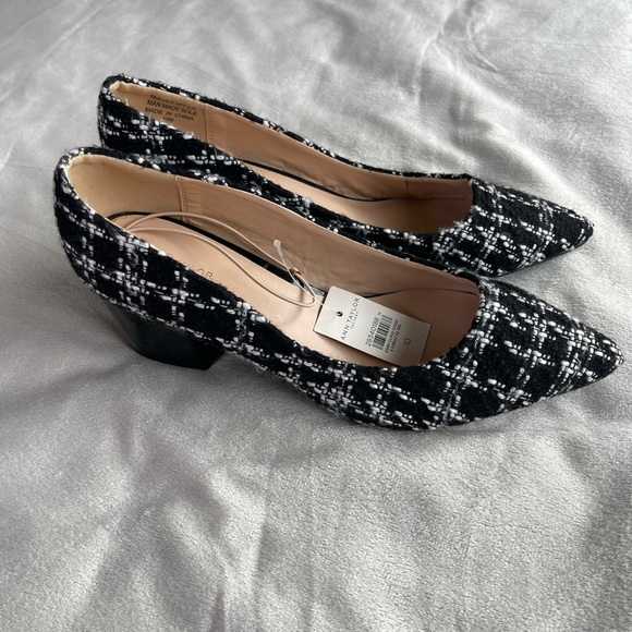 Ann Taylor Factory Houndstooth Black and White Formal Platform Heels Size 10 - Picture 5 of 6